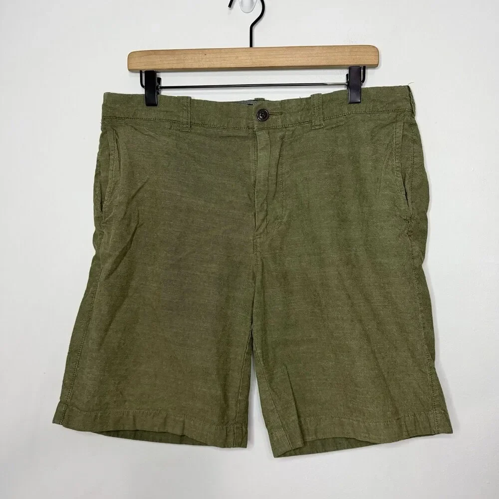 J. Crew Green Lightweight Cotton Chino Casual Shorts 34W
